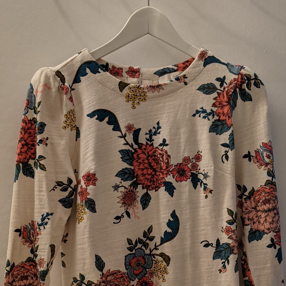 LOFT Floral Puff Sleeve Dress